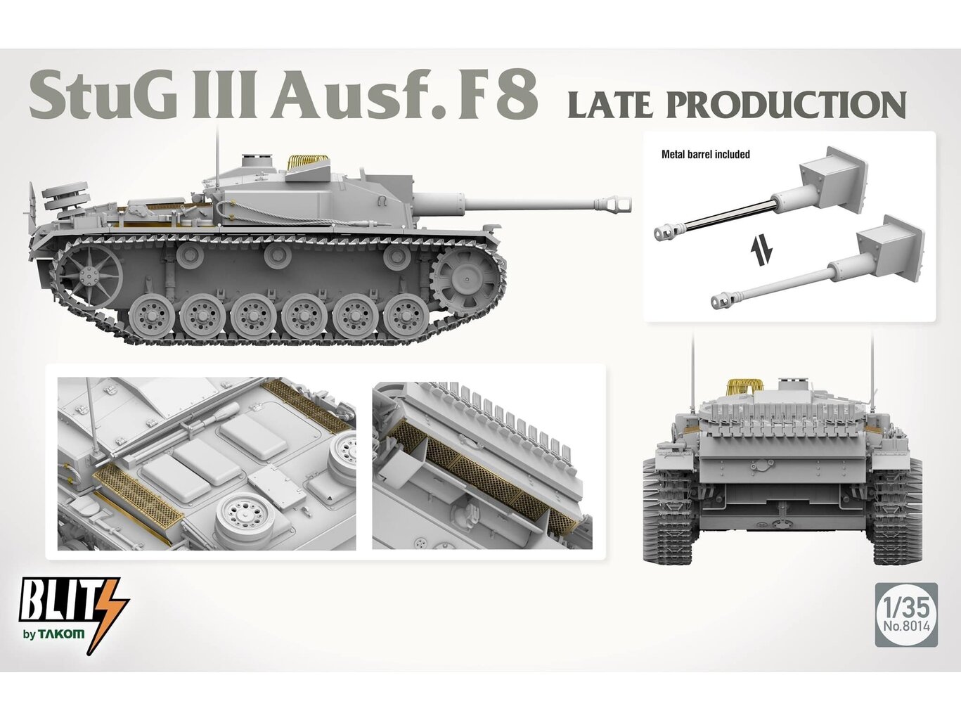 Surenkamas tanko modelis Takom Stug III Ausf.F8 Late Production, 1/35, 8014 kaina ir informacija | Konstruktoriai ir kaladėlės | pigu.lt