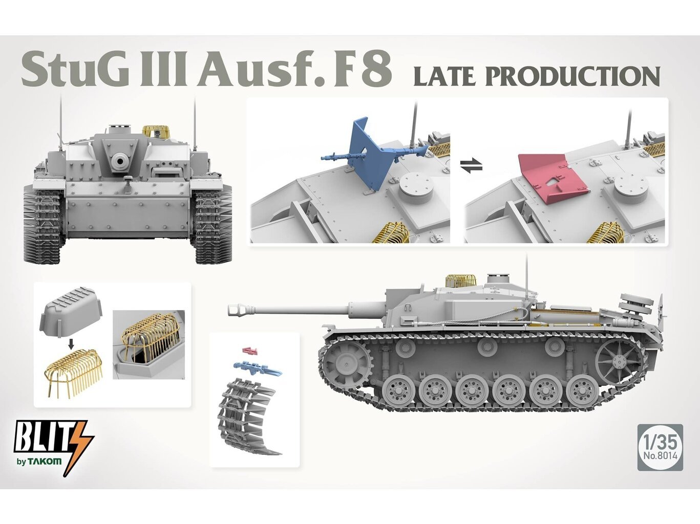 Surenkamas tanko modelis Takom Stug III Ausf.F8 Late Production, 1/35, 8014 kaina ir informacija | Konstruktoriai ir kaladėlės | pigu.lt