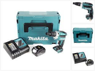 Аккумуляторный шуруповерт Makita DFS 251 RM1J 18 V Li-Ion с аккумулятором и дрелью цена и информация | Шуруповерты, дрели | pigu.lt