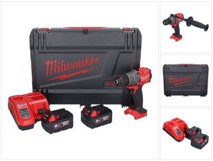 Akumuliatorinis smūginis gręžtuvas Milwaukee M18 FPD3-502X 18 V 158 Nm su akumuliatoriumi ir krovikliu kaina ir informacija | Suktuvai, gręžtuvai | pigu.lt