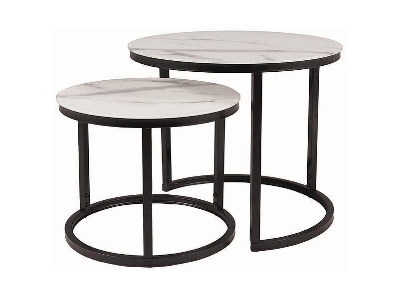 2-jų kavos staliukų komplektas Signal Atlanta C II, juodas/baltas kaina ir informacija | Kavos staliukai | pigu.lt