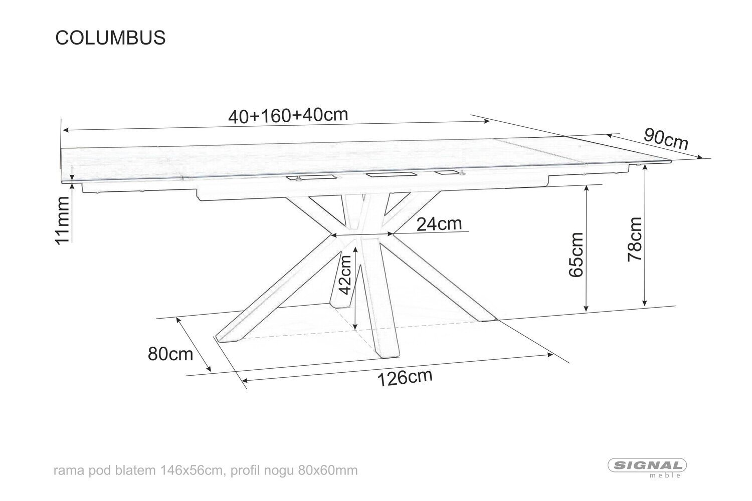 Valgomojo stalas Signal Columbus Ceramic, juodas/rudas цена и информация | Virtuvės ir valgomojo stalai, staliukai | pigu.lt