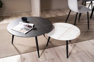 2-jų kavos staliukų komplektas Signal Kora A, juodas/baltas kaina ir informacija | Kavos staliukai | pigu.lt