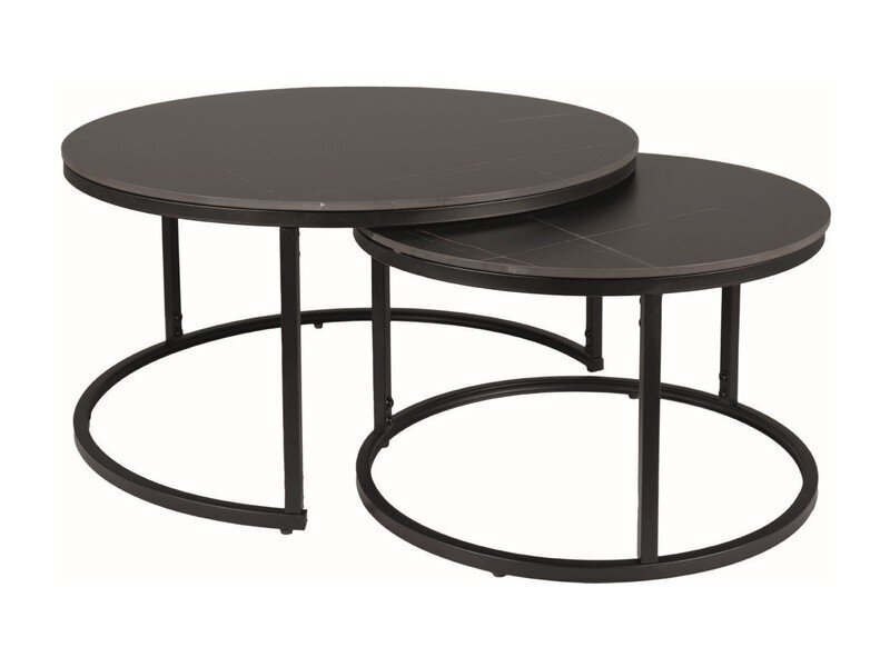 2-jų kavos staliukų komplektas Signal Ferrante D, juodas kaina ir informacija | Kavos staliukai | pigu.lt