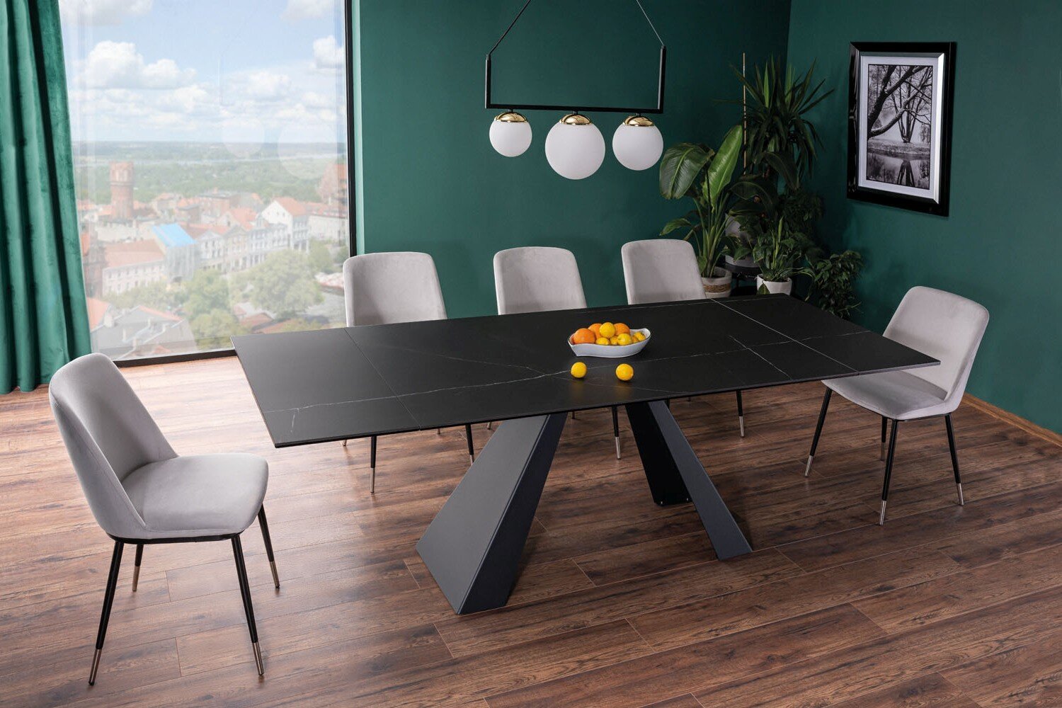 Valgomojo stalas Signal Salvadore Ceramic, juodas цена и информация | Virtuvės ir valgomojo stalai, staliukai | pigu.lt