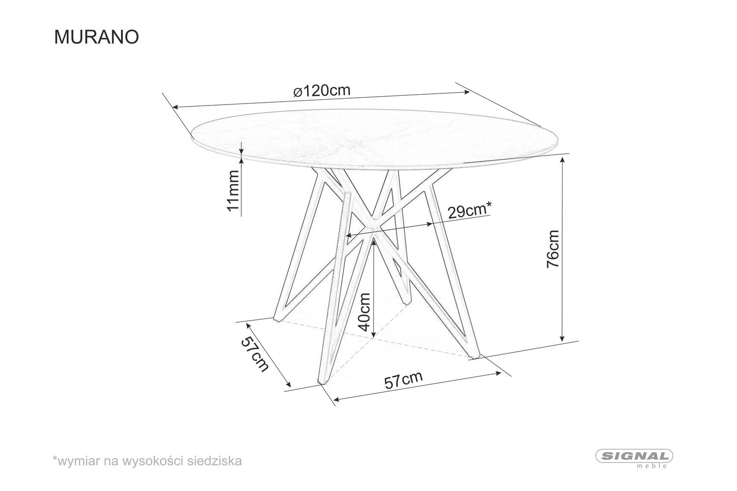 Valgomojo stalas Signal Murano, baltas/sidabrinės spalvos цена и информация | Virtuvės ir valgomojo stalai, staliukai | pigu.lt