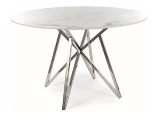 Valgomojo stalas Signal Murano, baltas/sidabrinės spalvos kaina ir informacija | Virtuvės ir valgomojo stalai, staliukai | pigu.lt