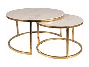 2-jų kavos staliukų komplektas Signal Portafino A, baltas/auksinės spalvos цена и информация | Журнальные столы | pigu.lt