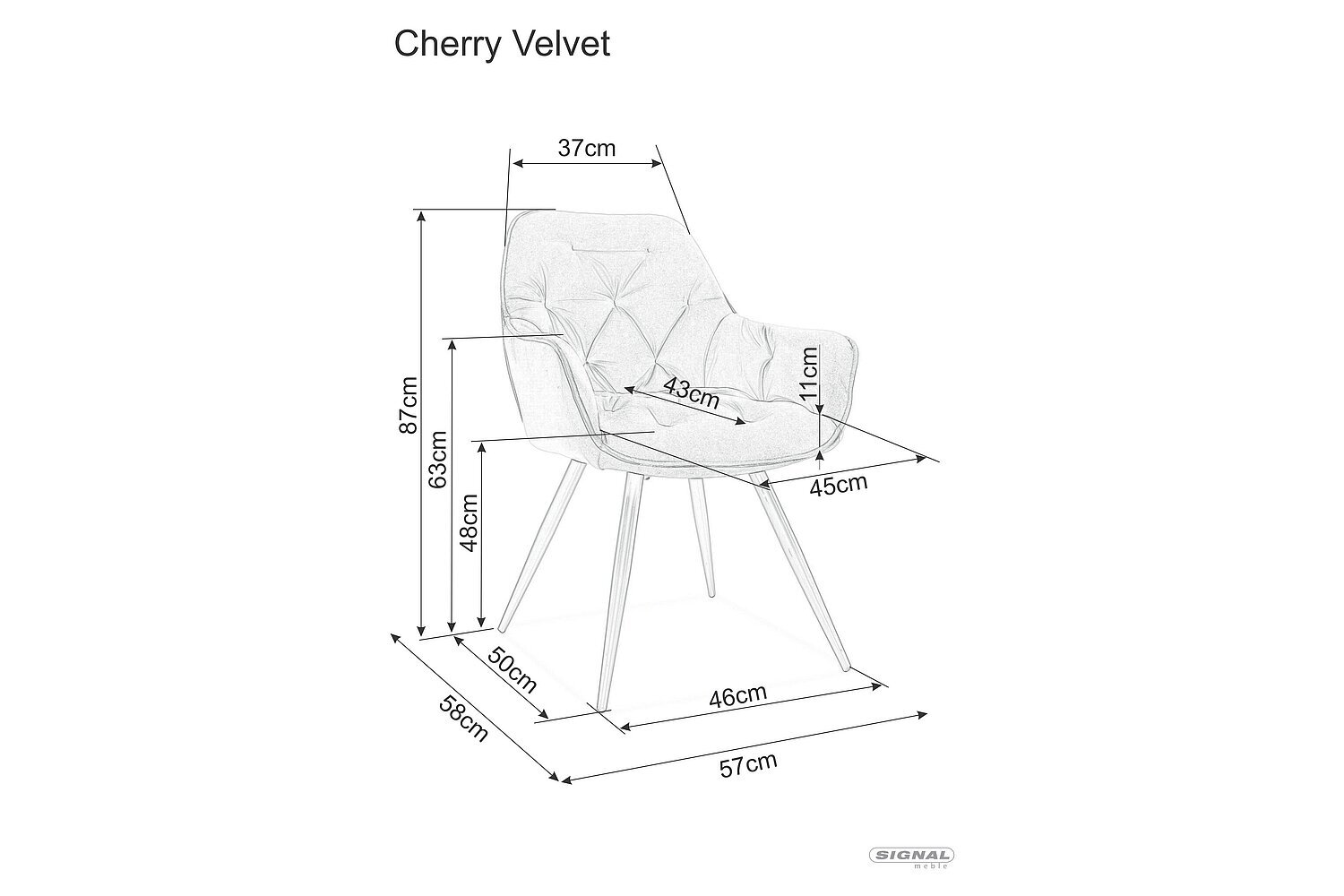 2-jų valgomojo kėdžių komplektas Signal Cherry, juodas kaina ir informacija | Virtuvės ir valgomojo kėdės | pigu.lt