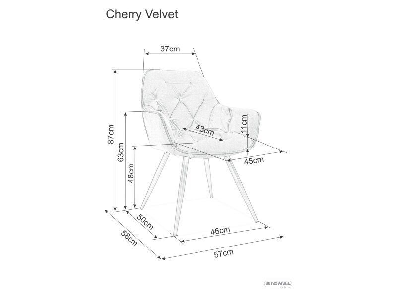 2-jų valgomojo kėdžių komplektas Signal Cherry Velvet, oranžinis/juodas kaina ir informacija | Virtuvės ir valgomojo kėdės | pigu.lt
