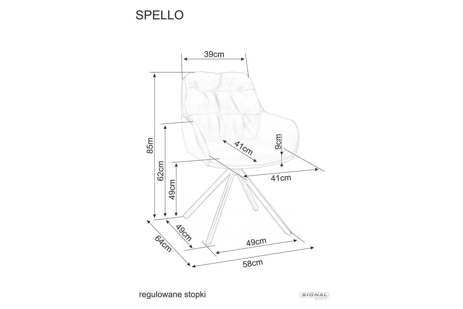 2-jų valgomojo kėdžių komplektas Signal Spello, pilkas/juodas kaina ir informacija | Virtuvės ir valgomojo kėdės | pigu.lt