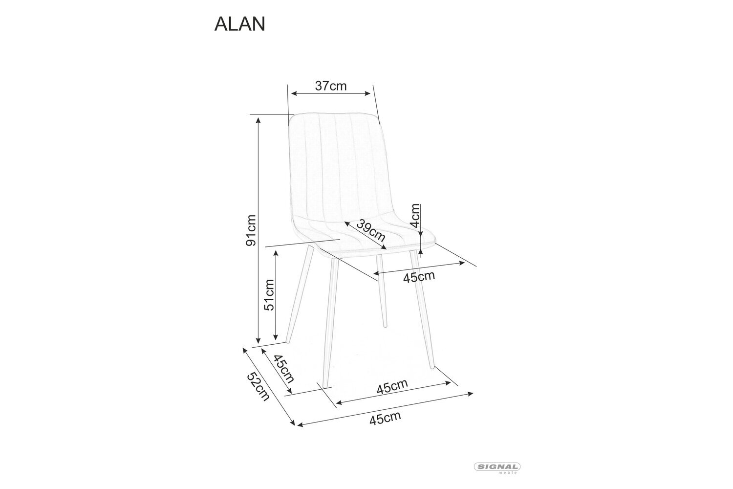 Valgomojo kėdė Signal Alan Velvet, ruda/juoda kaina ir informacija | Virtuvės ir valgomojo kėdės | pigu.lt