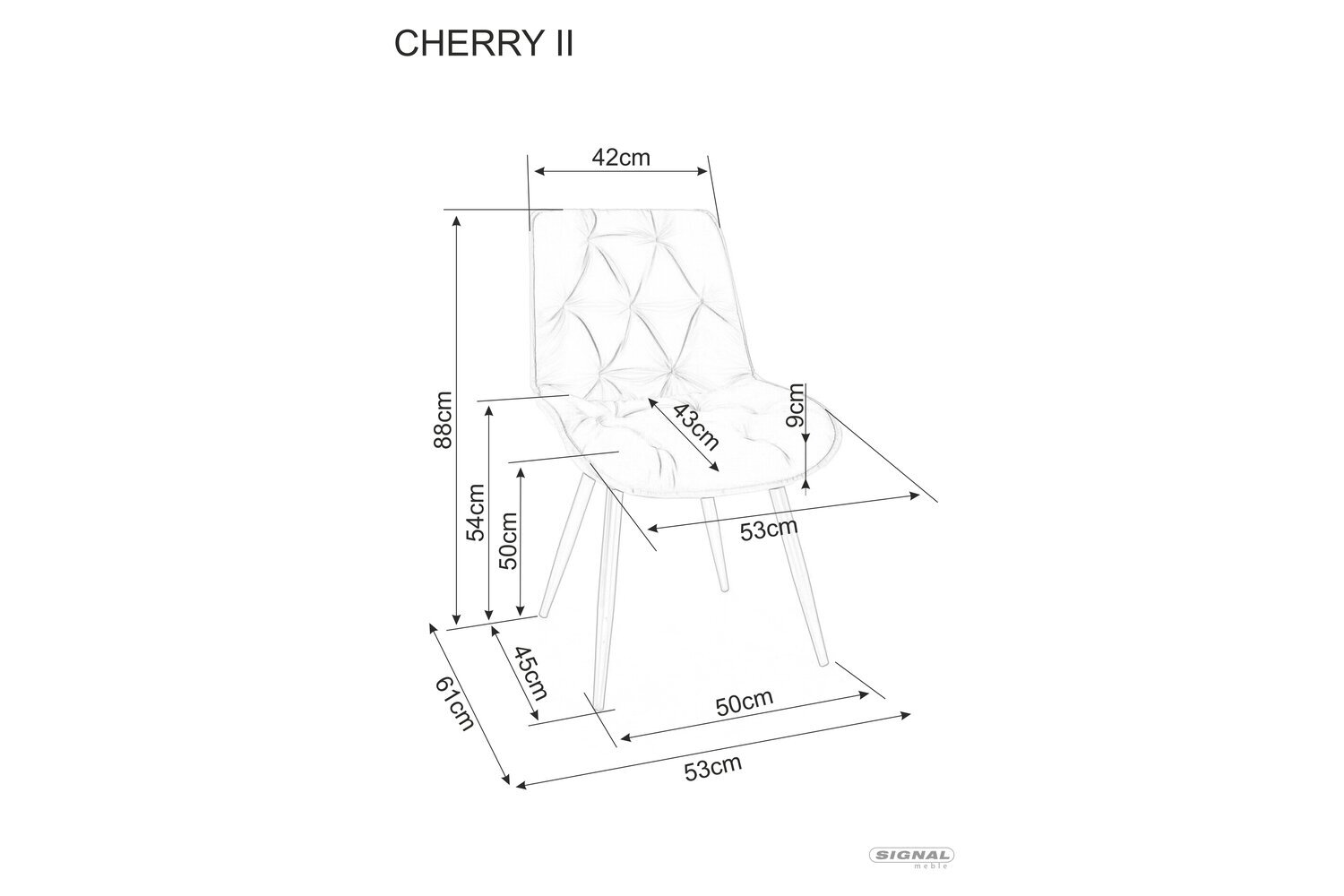 4-ių valgomojo kėdžių komplektas Signal Cherry II Velvet, smėlio spalvos/juodas kaina ir informacija | Virtuvės ir valgomojo kėdės | pigu.lt