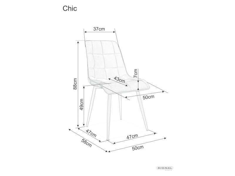 4-ių valgomojo kėdžių komplektas Signal Chic D Velvet, juodas/rudas kaina ir informacija | Virtuvės ir valgomojo kėdės | pigu.lt
