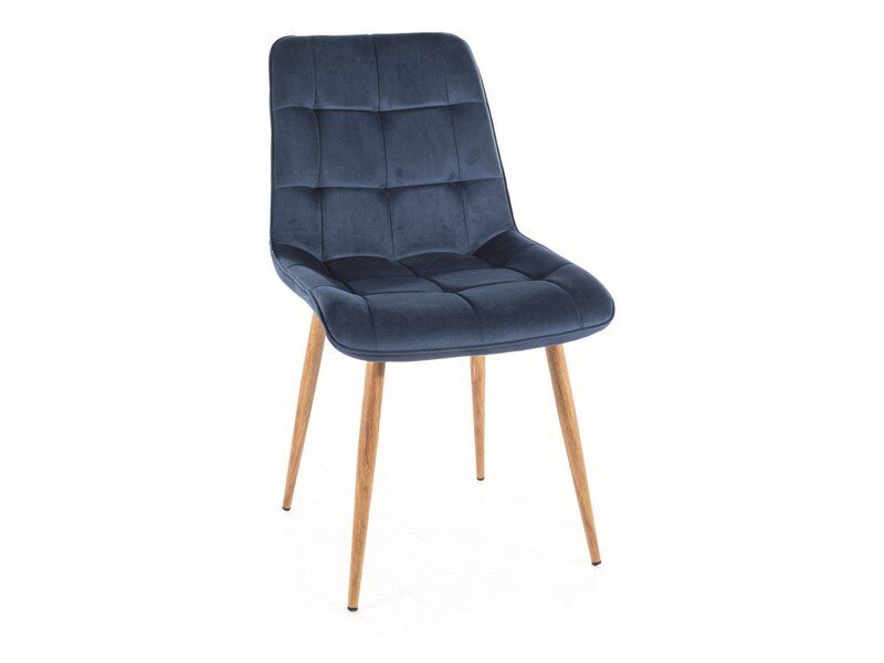 4-ių valgomojo kėdžių komplektas Signal Chic D Velvet, mėlynas/rudas kaina ir informacija | Virtuvės ir valgomojo kėdės | pigu.lt