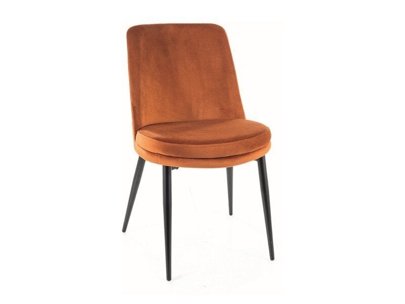 4-ių valgomojo kėdžių komplektas Signal Kayla Velvet, oranžinis/juodas kaina ir informacija | Virtuvės ir valgomojo kėdės | pigu.lt