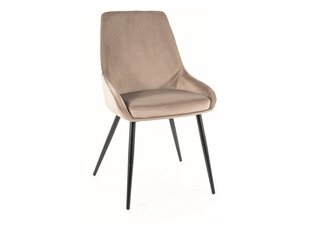 4-ių valgomojo kėdžių komplektas Signal Cobe Velvet, smėlio spalvos/juodas kaina ir informacija | Virtuvės ir valgomojo kėdės | pigu.lt