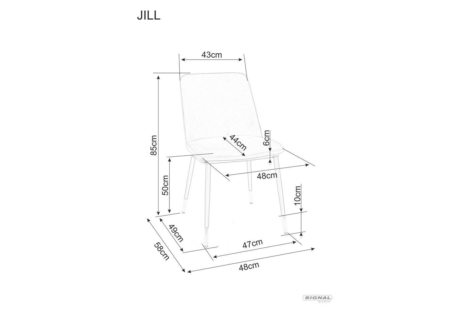 4-ių valgomojo kėdžių komplektas Signal Jill Velvet, oranžinis/juodas kaina ir informacija | Virtuvės ir valgomojo kėdės | pigu.lt
