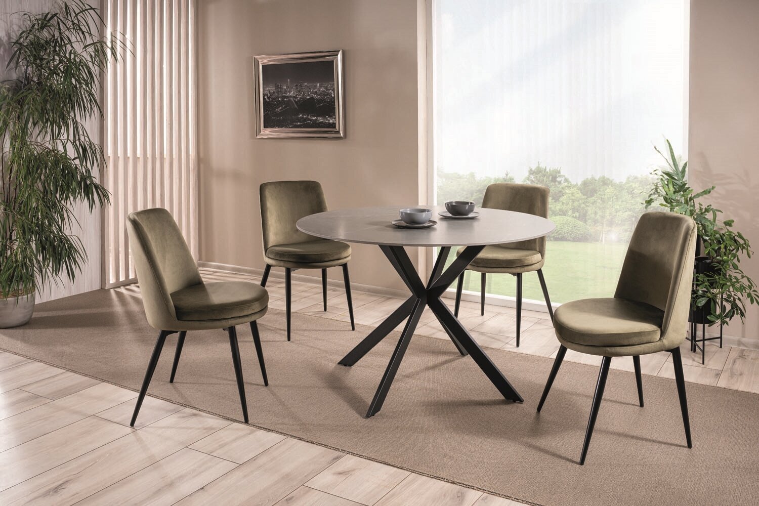 4-ių valgomojo kėdžių komplektas Signal Kayla Velvet, pilkas/juodas kaina ir informacija | Virtuvės ir valgomojo kėdės | pigu.lt