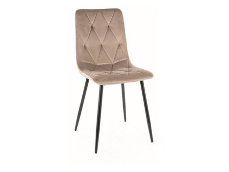 4-ių valgomojo kėdžių komplektas Signal Tom Velvet, smėlio spalvos/juodas kaina ir informacija | Virtuvės ir valgomojo kėdės | pigu.lt