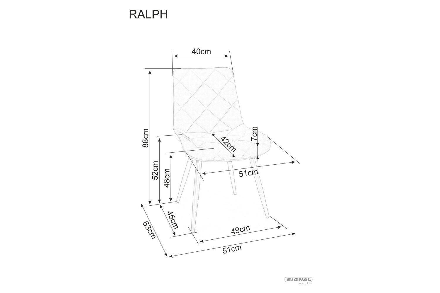 4-ių valgomojo kėdžių komplektas Signal Ralph Velvet, pilkas/juodas kaina ir informacija | Virtuvės ir valgomojo kėdės | pigu.lt