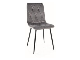 4-ių valgomojo kėdžių komplektas Signal Tom Velvet, pilkas/juodas kaina ir informacija | Virtuvės ir valgomojo kėdės | pigu.lt