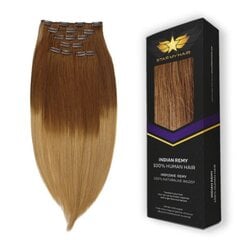 Натуральные накладные волосы на заколках Remy 6 частей, с переходом омбре коричневый, 0-1B6 нет. цена и информация | Аксессуары для волос | pigu.lt