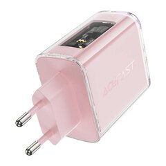 Wall charger Acefast A45, 2x USB-C, 1xUSB-A, 65W PD (pink) цена и информация | Зарядные устройства для телефонов | pigu.lt