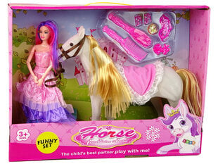 Lėlė su baltojo žirgo figūrėle Lean Toys kaina ir informacija | Žaislai mergaitėms | pigu.lt