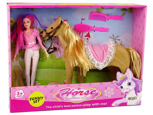 Lėlė su rudo žirgo figūrėle Lean Toys kaina ir informacija | Žaislai mergaitėms | pigu.lt