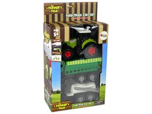 Žaislinis traktorius su priekabomis Lean Toys, žalias kaina ir informacija | Žaislai berniukams | pigu.lt
