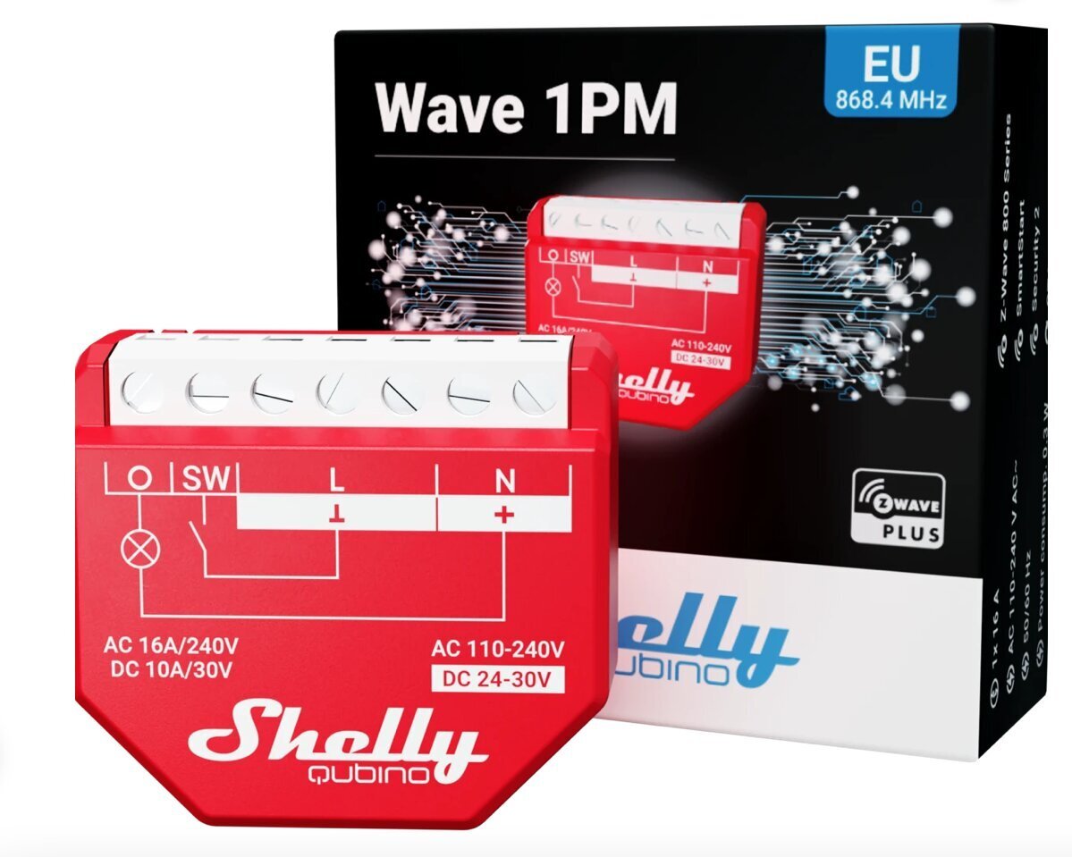 Išmanioji rėlė su matavimo funkcija Shelly Qubino Wave Z-Wave цена и информация | Elektros jungikliai, rozetės | pigu.lt
