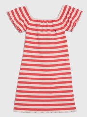 Платье в полоску TOMMY HILFIGER Off Shoulder Stripe Dress Laser Pink Stripe 540125266, розовое цена и информация | Платья для девочек | pigu.lt
