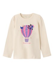 Детская футболка Name It 13219821*01, бежевая/розовая, 5715417538910 цена и информация | Рубашки для девочек | pigu.lt