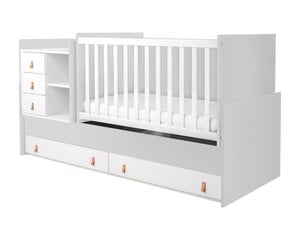 Кроватка 4 в 1 KikkaBoo Lorena, 60 x 120 см, серый/белый цвет цена и информация | Детские кроватки | pigu.lt
