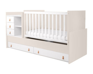 Lovytė 4 in 1 KikkaBoo Lorena, 60 x 120 cm, smėlio/balta kaina ir informacija | Kūdikių lovytės | pigu.lt