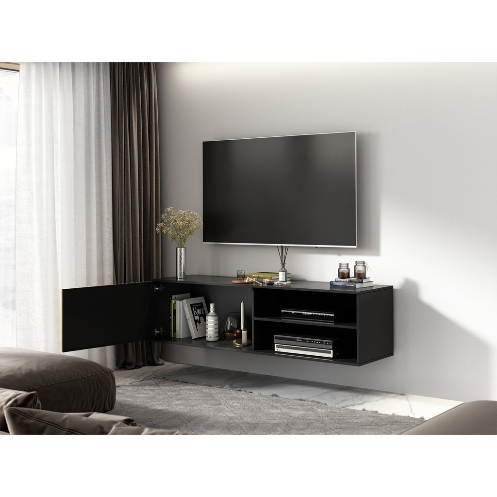 TV staliukas Meorati, 40x40x150 cm, rudas/juodas kaina ir informacija | TV staliukai | pigu.lt