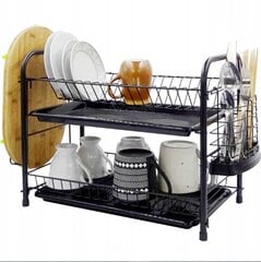 Двухступенчатая сушилка для посуды, 48 x 24 x 33 см, черный цена и информация | Кухонная утварь | pigu.lt