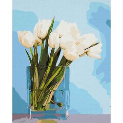 Набор для рисования по номерам Белые тюльпаны 30x40 цена и информация | Живопись по номерам | pigu.lt
