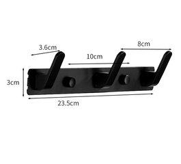 Laikiklis su kabliukais 23,5x3 cm S28 kaina ir informacija | Vonios kambario aksesuarai | pigu.lt