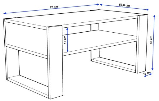 Kavos staliukas Perfektciecie Karo 92x53,6x45 cm, baltas kaina ir informacija | Kavos staliukai | pigu.lt