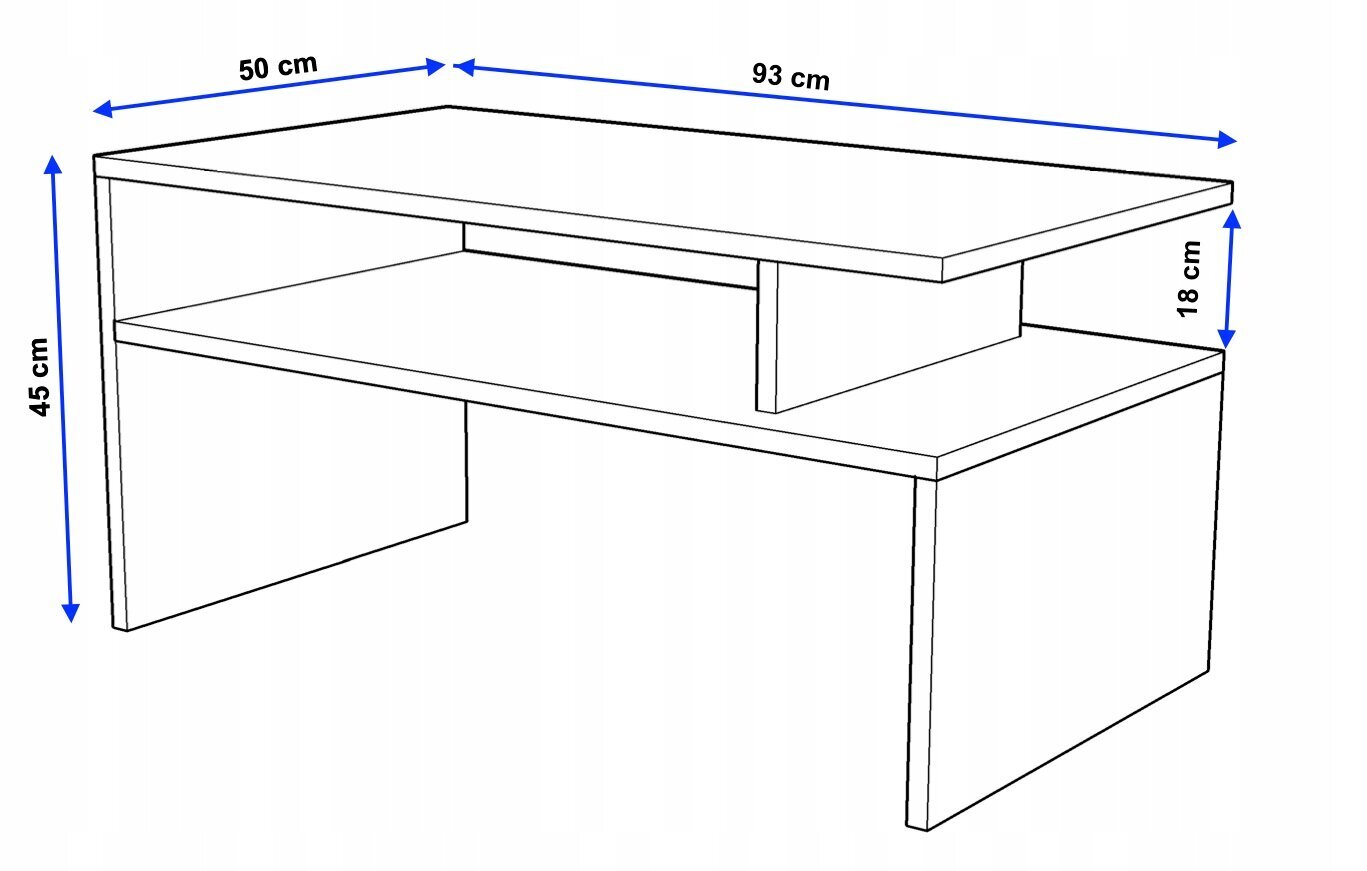 Kavos staliukas Perfektciecie Jula 93x50x45 cm, baltas kaina ir informacija | Kavos staliukai | pigu.lt