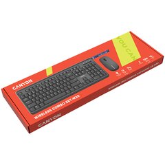 CANYON SET-W20  Wireless combo set Wireless keyboard with Silent switches 104 keys  UK&US 2 in 1 layout optical 3D Wireless mice 100DPI blac цена и информация | Клавиатуры | pigu.lt