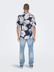 ONLY & SONS мужская рубашка 22025643*02, белый/тёмно-синий 5715421984079 цена и информация | Мужские рубашки | pigu.lt