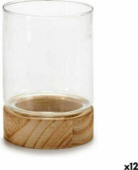 Gift Decor Candleholder Brown Transparent Wood Crystal 11,5 x 16 x 11,5 cm (12 Units) kaina ir informacija | Žvakės, Žvakidės | pigu.lt