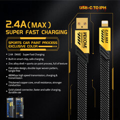 Wekome USB A/lightning, 1 m цена и информация | Кабели и провода | pigu.lt