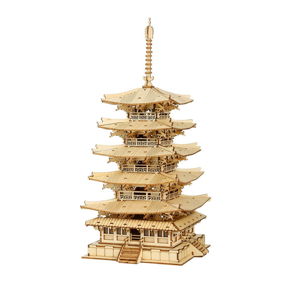 Medinė 3D dėlionė Robotime Pagoda, 275 det цена и информация | Dėlionės (puzzle) | pigu.lt