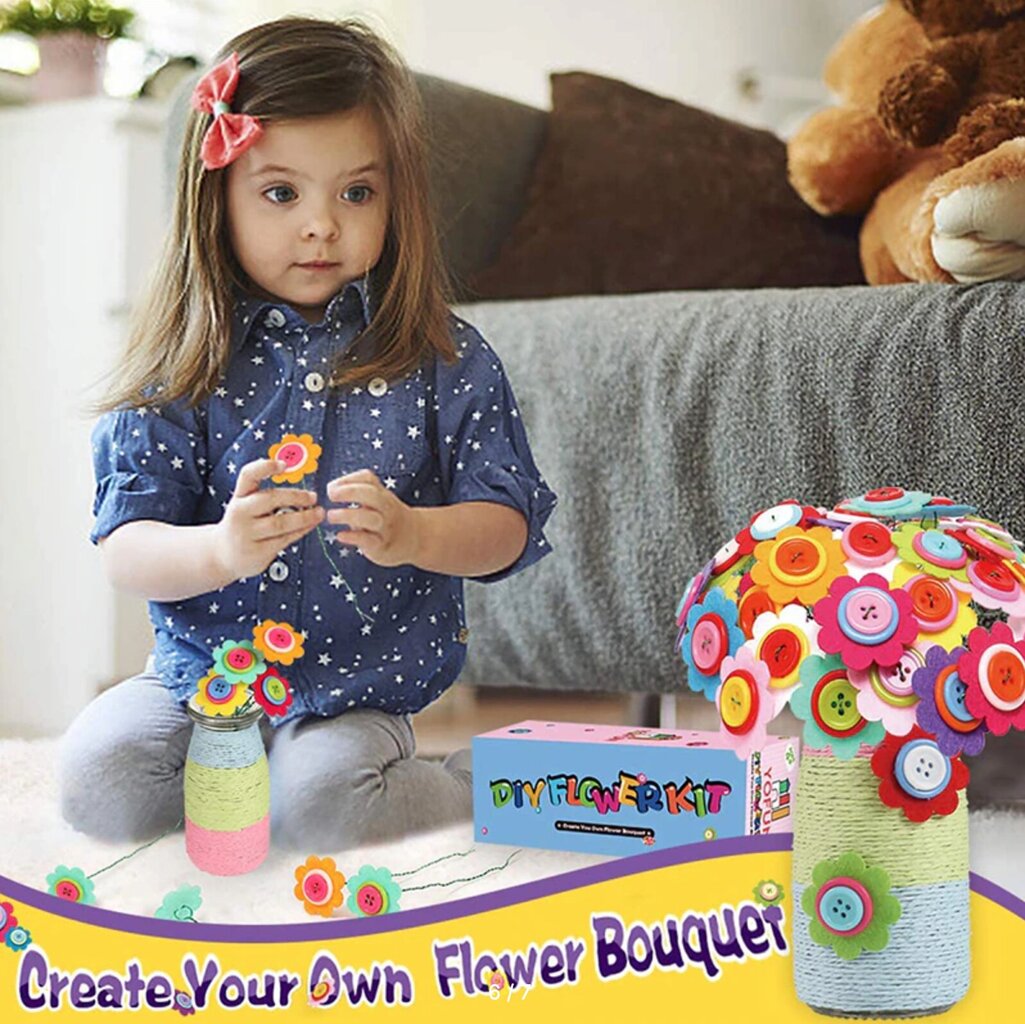 Kūrybiškumo rinkinys DIY Button Bouquet Flowers kaina ir informacija | Lavinamieji žaislai | pigu.lt