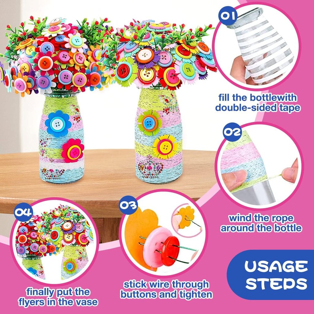 Kūrybiškumo rinkinys DIY Button Bouquet Flowers kaina ir informacija | Lavinamieji žaislai | pigu.lt