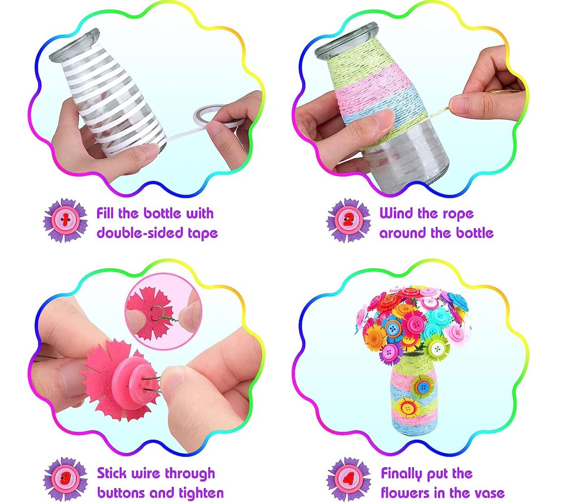 Kūrybiškumo rinkinys DIY Button Bouquet Flowers kaina ir informacija | Lavinamieji žaislai | pigu.lt